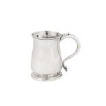 A George II provincial sterling silver pint mug, Exeter 1747 by Thomas Blake (c.1697-1770), the hand
