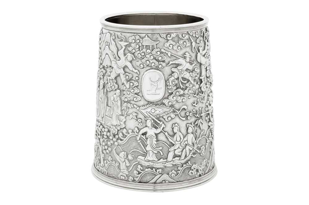 A fine mid-19th century Chinese Export silver mug, Canton circa 1850 mark of Cutshing - Image 7 of 10