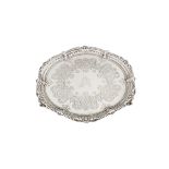 A Victorian sterling silver small salver, London 1891 by Martin, Hall and Co