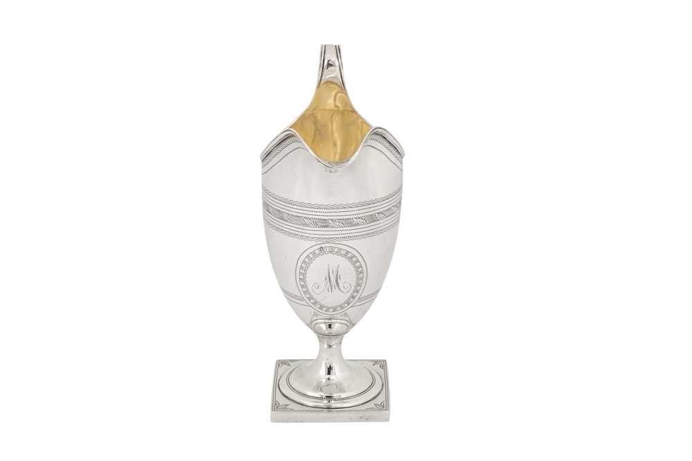 A George III sterling silver milk or cream jug, London 1798 by William Stroud (reg. 7th July 1788) - Image 2 of 5