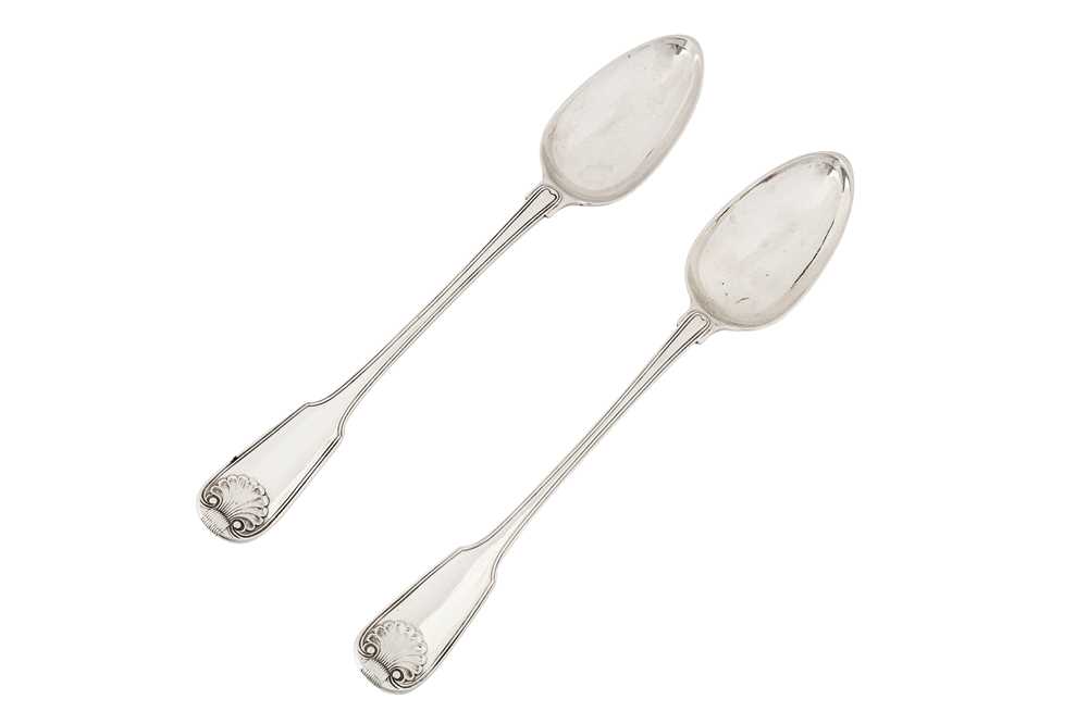 Duke of Leeds – A pair of good George III sterling silver basting spoons, London 1817 by William Ele