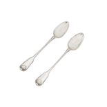 Duke of Leeds – A pair of good George III sterling silver basting spoons, London 1817 by William Ele