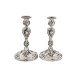 A pair of Alexander II mid-19th century Russian 84 zolotnik silver candlesticks, Moscow 1871 by J.T.