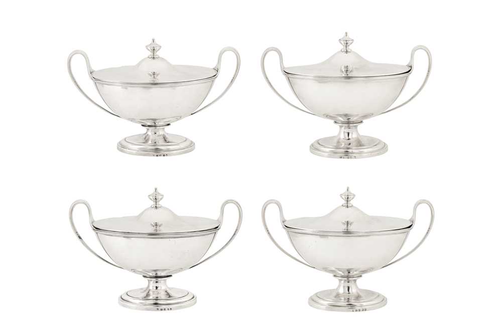 A good set of four George III sterling silver sauce tureens, London 1798 by John Wakelin and Robert - Image 2 of 5
