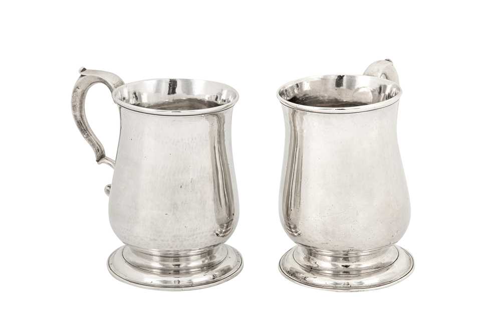 A pair of George II provincial sterling silver half-pint mugs, Newcastle 1754 by John Langlands I an - Image 2 of 6