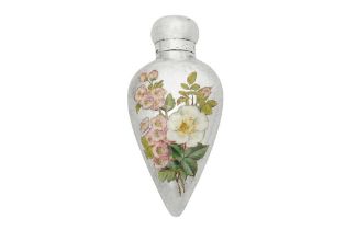 A Victorian sterling silver and enamel scent bottle, London 1893 by Cornelius Desormeaux Saunders an