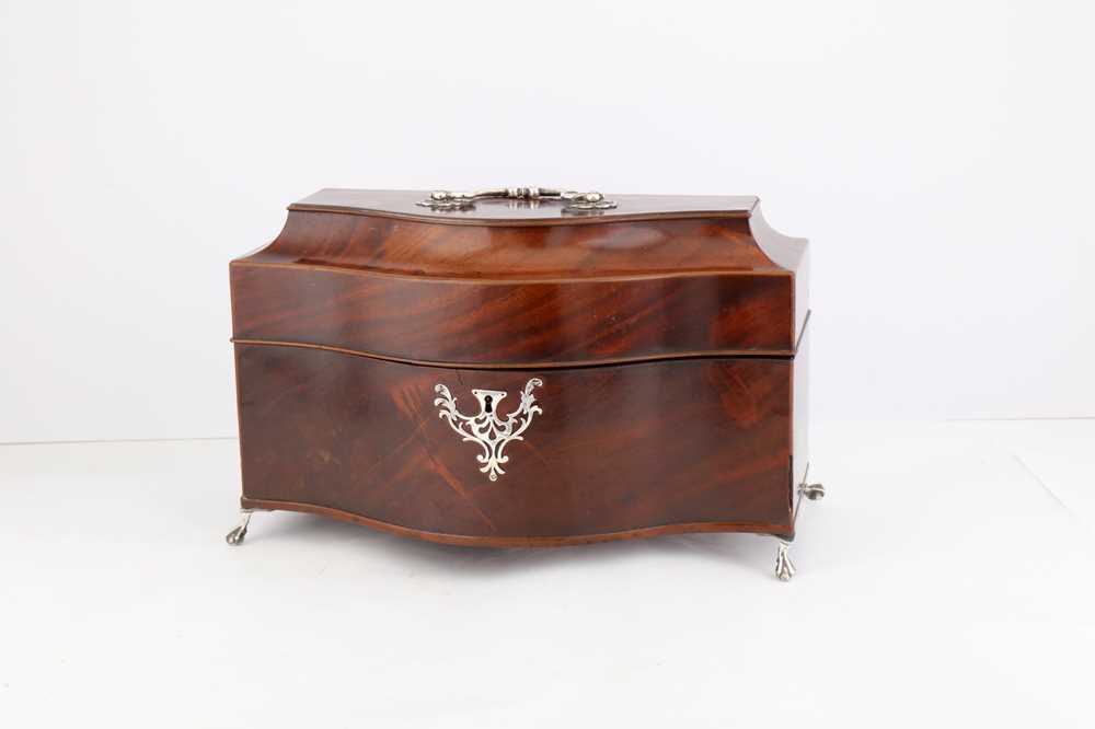 A cased George II sterling silver tea caddy and sugar bowl suite, London 1750 by Samuel Taylor (reg. - Image 7 of 21