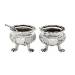 A pair of late 19th / early 20th century Chinese Export silver salts, Canton circa 1900 by Zhao Ji,