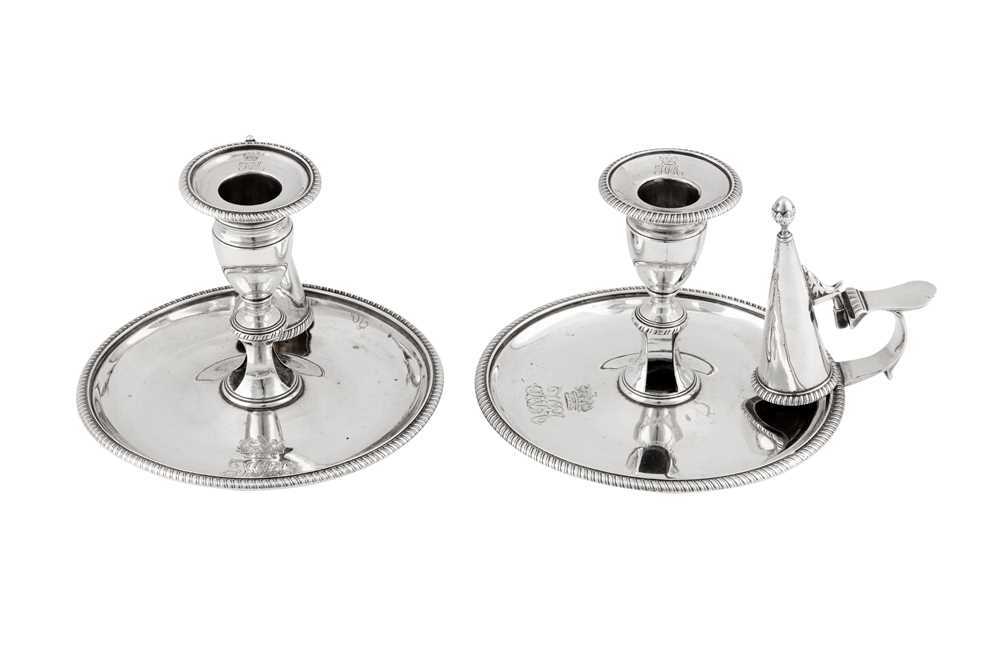 Duchess of St Albans – A pair of George III sterling silver chambersticks, London 1814 by Charles Pr - Image 2 of 10