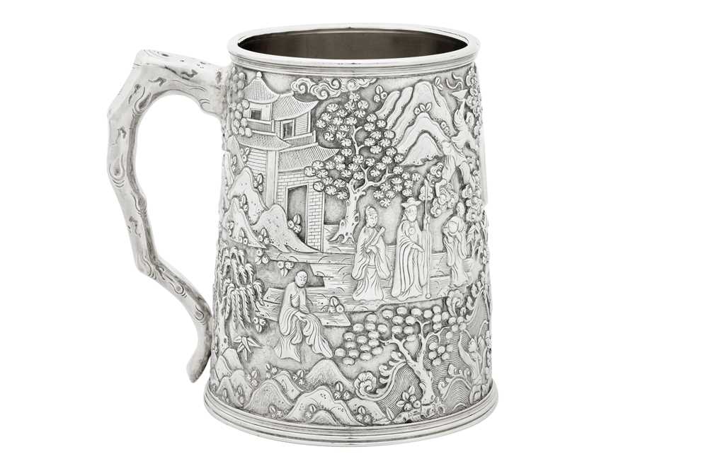 A fine mid-19th century Chinese Export silver mug, Canton circa 1850 mark of Cutshing - Image 6 of 10