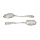 A pair of George II Scottish provincial silver tablespoons, Inverness circa 1740 by John Baillie (c.