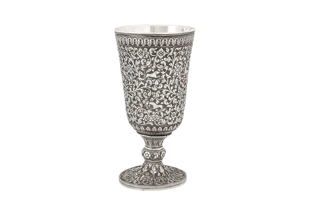 A late 19th century Anglo - Indian unmarked silver goblet, Cutch circa 1890 - Image 4 of 4