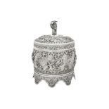 A late 20th century Chinese silver betel box set on stand, Hong Kong circa 1970 by Chen Riji