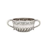 A Victorian sterling silver twin handled bowl, London 1889 by George Fox