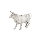 A late 19th century German sterling silver cow creamer, import marks for Chester 1898 by Berthold Mu