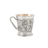 A Victorian sterling silver ‘fruiting vine’ mug, London 1887 by Robert Roskell, Alan Roskell and Joh