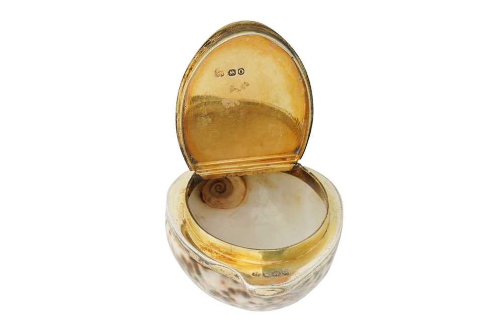 A George III sterling silver gilt mounted tiger cowrie shell, London 1809 by Thomas Phipps and Edwar - Image 4 of 4