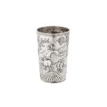 A late 19th century Chinese Export silver beaker, Canton circa 1880 by Bao Feng retailed by Wang Hin