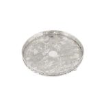 A late 19th / early 20th century Chinese Export silver small salver or tray, Canton circa 1900 by Sh