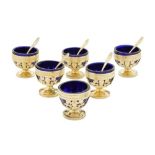 A set of six early 20th century German 800 standard silver gilt small salts, Heilbronn circa 1910 by