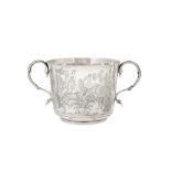 A George V sterling silver replica ‘Chinoiserie’ twin handled cup or porringer, London 1912 by Garra