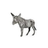 An Elizabeth II sterling silver model of a donkey, London 1970 by SMD