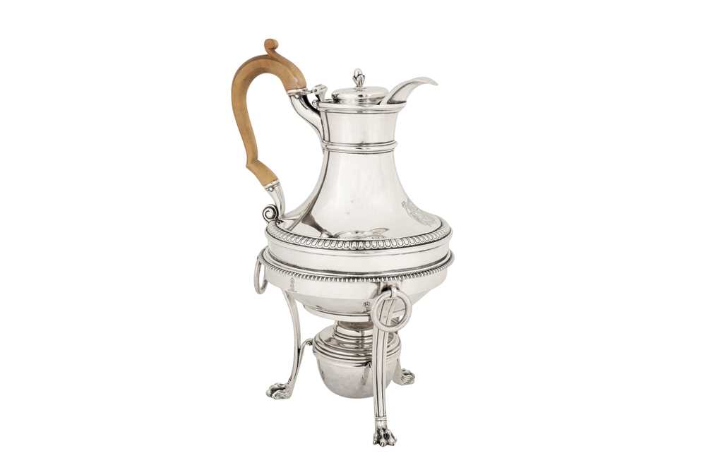 A George III sterling silver coffee pot or biggin on stand, London 1804/06 by Paul Storr (1771-1844,