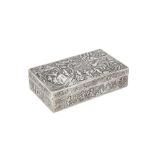 An early 20th century Thai silver cigarette box, probably Bangkok circa 1910 by Xun, retailed by Wen