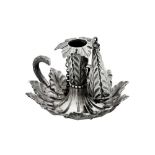 A Victorian sterling silver ‘naturalistic’ taper chamberstick, Birmingham 1851 by Yapp and Woodward