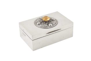 An Elizabeth II sterling silver quartz set cigarette box, London 1953 by Padgett and Braham Ltd