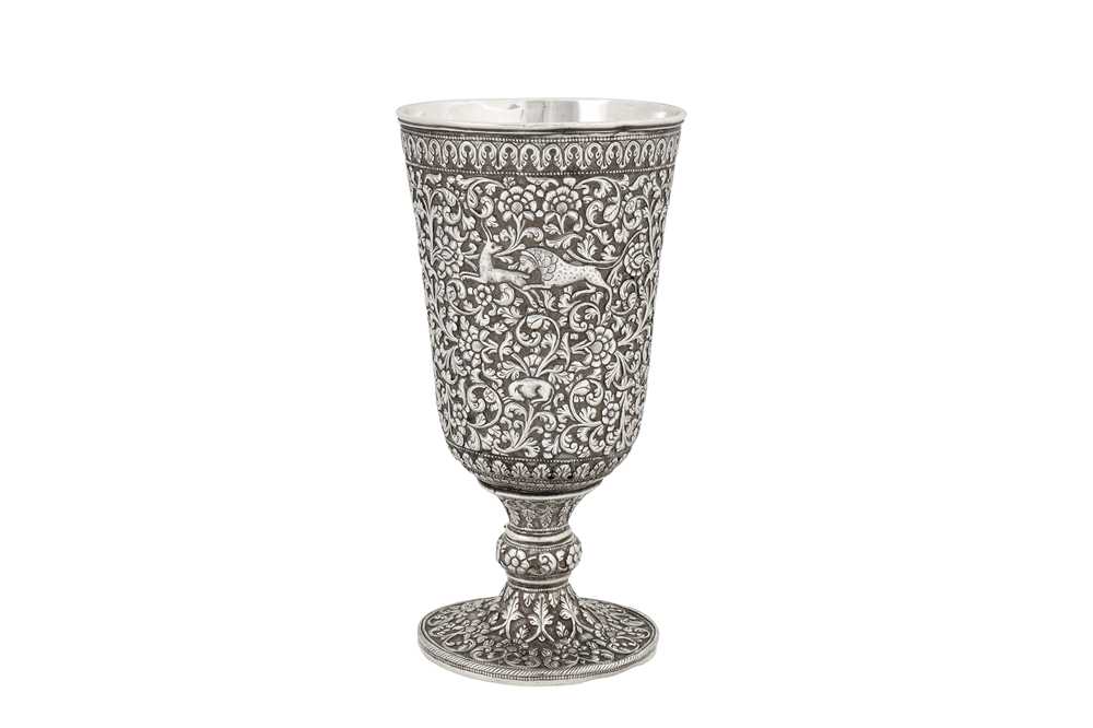 A late 19th century Anglo - Indian unmarked silver goblet, Cutch circa 1890 - Image 2 of 4