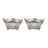 A pair of Victorian sterling silver bon bon dishes, London 1898 by Daniel and James Welby