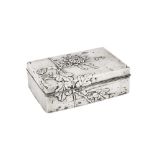 An early 20th century Japanese unmarked silver cigarette box, Yokohama dated 1914