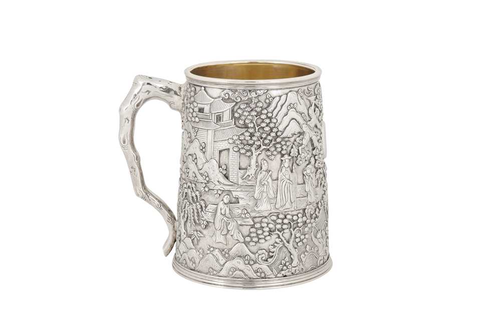 A fine mid-19th century Chinese Export silver mug, Canton circa 1850 mark of Cutshing