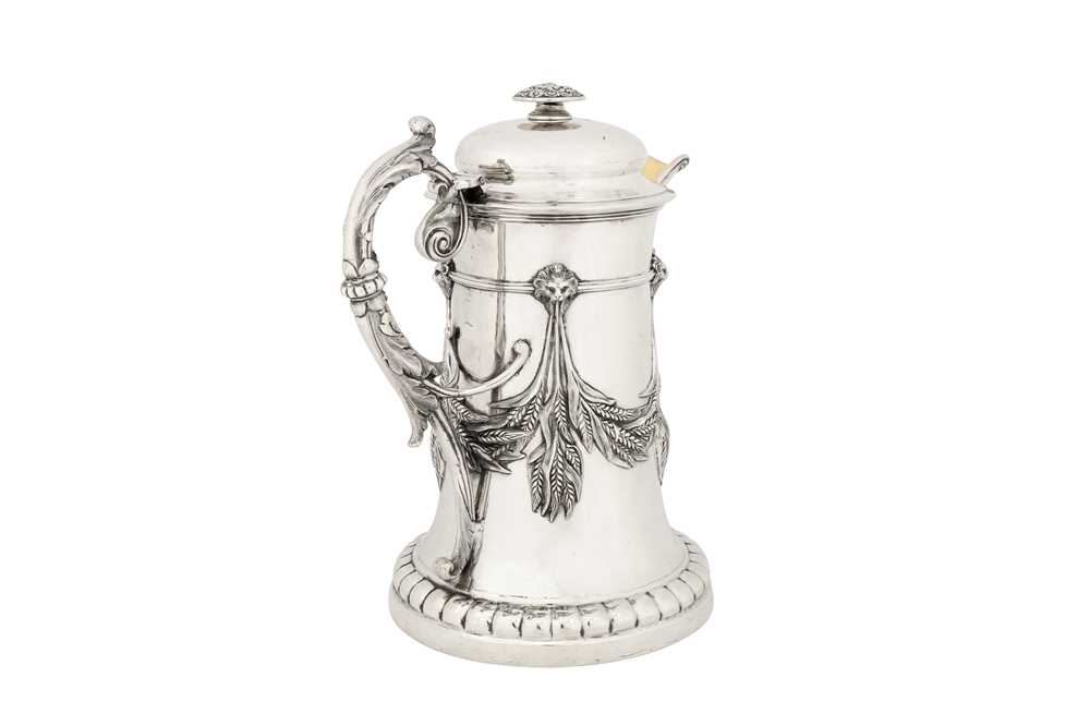 A large mid-19th century Indian colonial silver beer jug, Calcutta circa 1860 by Allan and Hayes (fi - Image 4 of 7