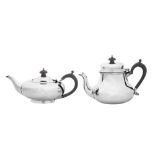 Two George V sterling silver teapot, one London 1928 by Asprey and Co