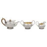 A George IV sterling silver three-piece tea service, London 1820/21 by Phillip Rundell (reg. 4th Mar