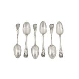 Maharaja Sir Duleep Singh - A set of six Victorian sterling silver dessert spoons, London 1854 and 1