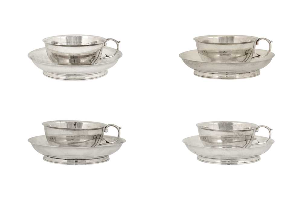 Raja of Coorg – An extremely rare set of four George III sterling silver tea cups and saucers, Londo - Image 2 of 22