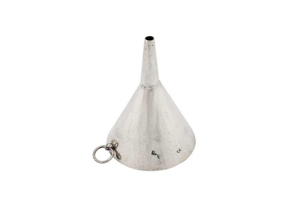 A George I sterling silver perfume or spirit funnel, London circa 1720 by David Clayton (this mark r