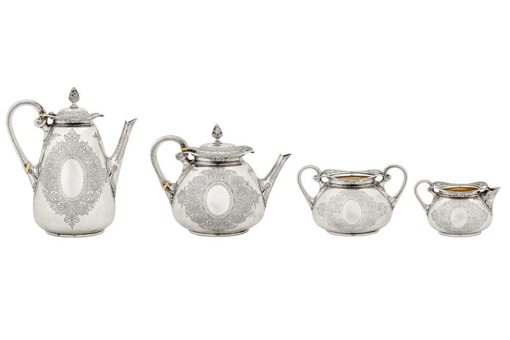 A Victorian sterling silver four-piece tea and coffee service, London 1878 by messrs Barnard