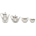 A Victorian sterling silver four-piece tea and coffee service, London 1878 by messrs Barnard