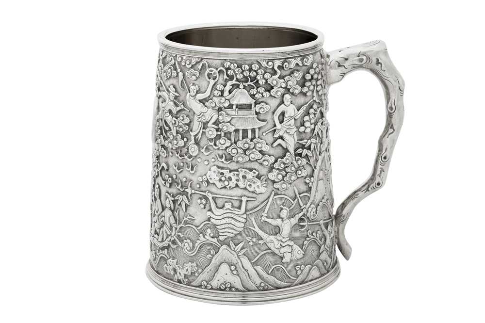 A fine mid-19th century Chinese Export silver mug, Canton circa 1850 mark of Cutshing - Image 8 of 10