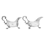 A pair of George II provincial sterling silver sauceboats, Newcastle 1754 by Issac Cookson