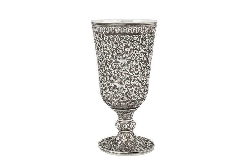 A late 19th century Anglo - Indian unmarked silver goblet, Cutch circa 1890 - Image 3 of 4
