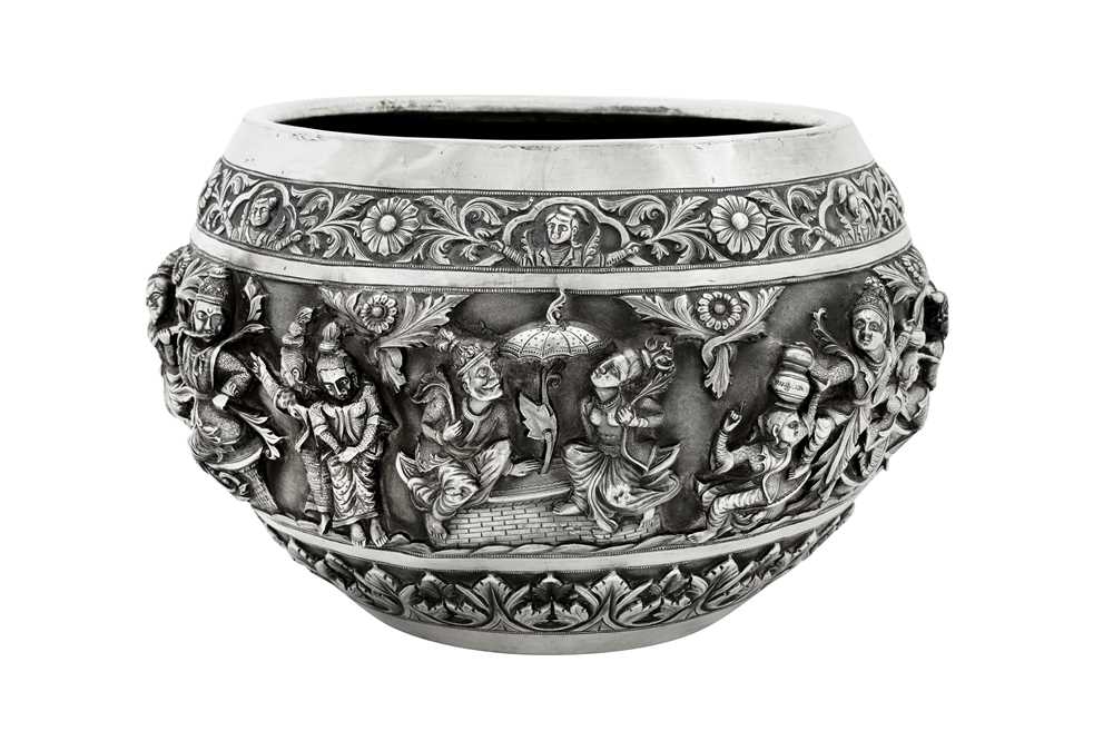 A very large early 20th century Anglo – Indian unmarked silver bowl, Lucknow circa 1910