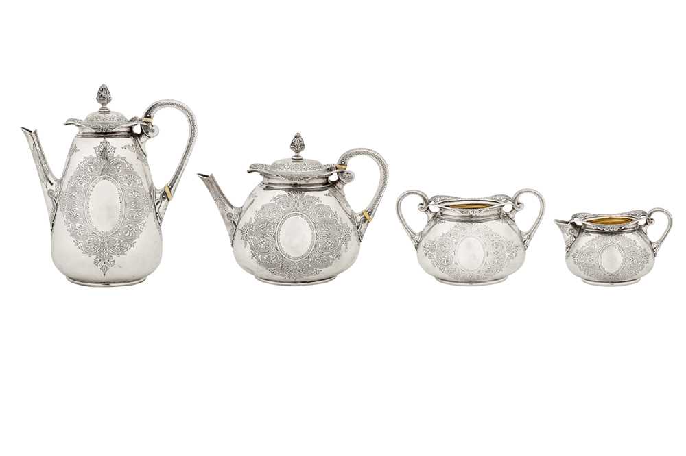 A Victorian sterling silver four-piece tea and coffee service, London 1878 by messrs Barnard - Image 2 of 15