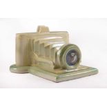 A Large Ceramic Cheese Dish in The Shape of a Bellows Camera.