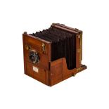 A Meagher Half Plate "Improved Portable Bellows" Tailboard Camera