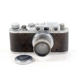 Chrome Leica II Rangefinder Camera with Summar Lens.